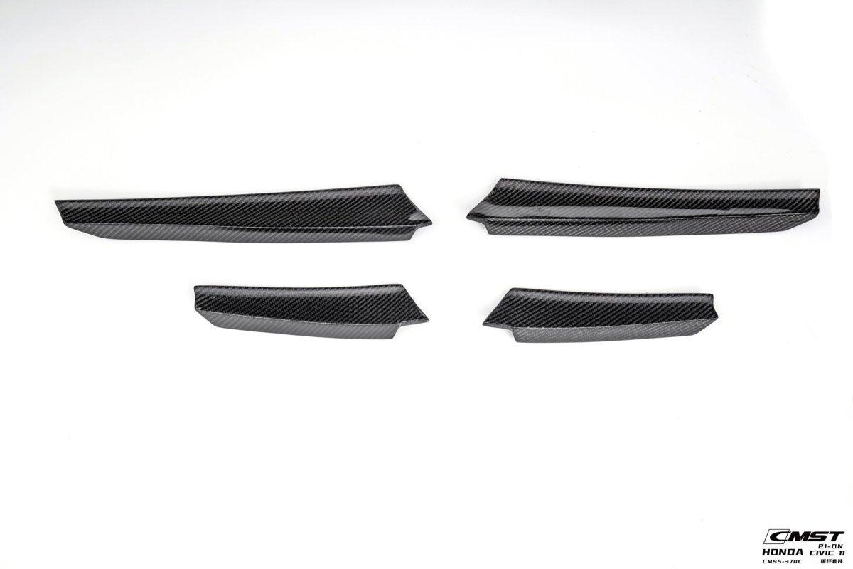 Honda Civic 11th Gen FE1 FE2 FE4 2022-ON with Aftermarket Parts - Front Bumper Canards Carbon Fiber / FRP from CMST Tuning
