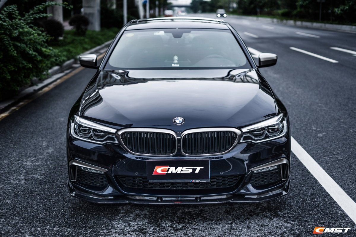 BMW 5 Series M550 540 530 (with M-package bumper, does not fit base model) G30 Pre-LCI 2017 2018 2019 2020 with Aftermarket Parts - Front Bumper Upper Valences Carbon Fiber / FRP from CMST Tuning