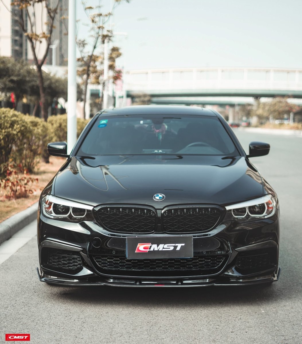 BMW 5 Series M550 540 530 (with M-package bumper, does not fit base model) G30 Pre-LCI 2017 2018 2019 2020 with Aftermarket Parts - Front Bumper Upper Valences Carbon Fiber / FRP from CMST Tuning