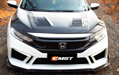 Honda Civic Type-R FK8 2017-2021 & Civic 10th Gen FC1/2/3/4/5/6/FK7 2017-2021 with Aftermarket Parts - V1 Style Front Grill & Eyelid Carbon Fiber/FRP from CMST Tuning 