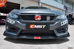 Honda Civic Type-R FK8 2017-2021 & Civic 10th Gen FC1/2/3/4/5/6/FK7 2017-2021 with Aftermarket Parts - V1 Style Front Grill & Eyelid Carbon Fiber/FRP from CMST Tuning 
