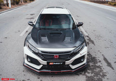 Honda Civic Type-R FK8 2017-2021 & Civic 10th Gen FC1/2/3/4/5/6/FK7 2017-2021 with Aftermarket Parts - V1 Style Front Grill & Eyelid Carbon Fiber/FRP from CMST Tuning 