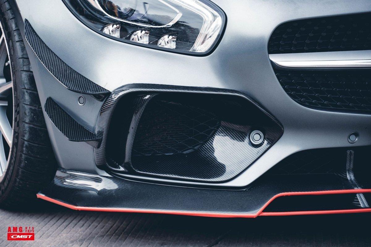 Mercedes Benz AMG GT GTS C190 2016-2017 with Aftermarket Parts - Carbon Fiber & FRP Front Intake Vent Trim Cover from CMST Tuning