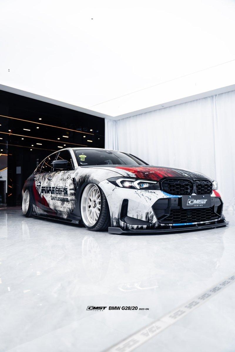 BMW 3 Series 330i M340i G20 G21 LCI 2023-ON (fitment for 330i requires M-Sport package bumper) with Aftermarket Parts - Pre-preg Carbon Fiber & FRP Front Lip from CMST Tuning