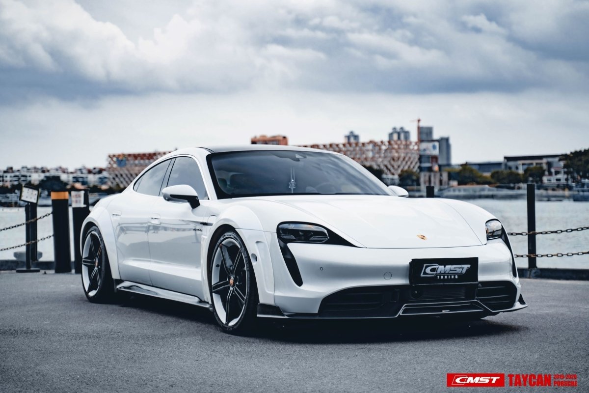 Porsche Taycan 9J1 Sedan/Cross Turismo RWD/4S/GTS/Turbo/Turbo S 2020-2024 
(RWD/4S/GTS trims will require Sport Design Package) with Aftermarket Parts - Carbon Fiber & FPR Front Lip from CMST Tuning