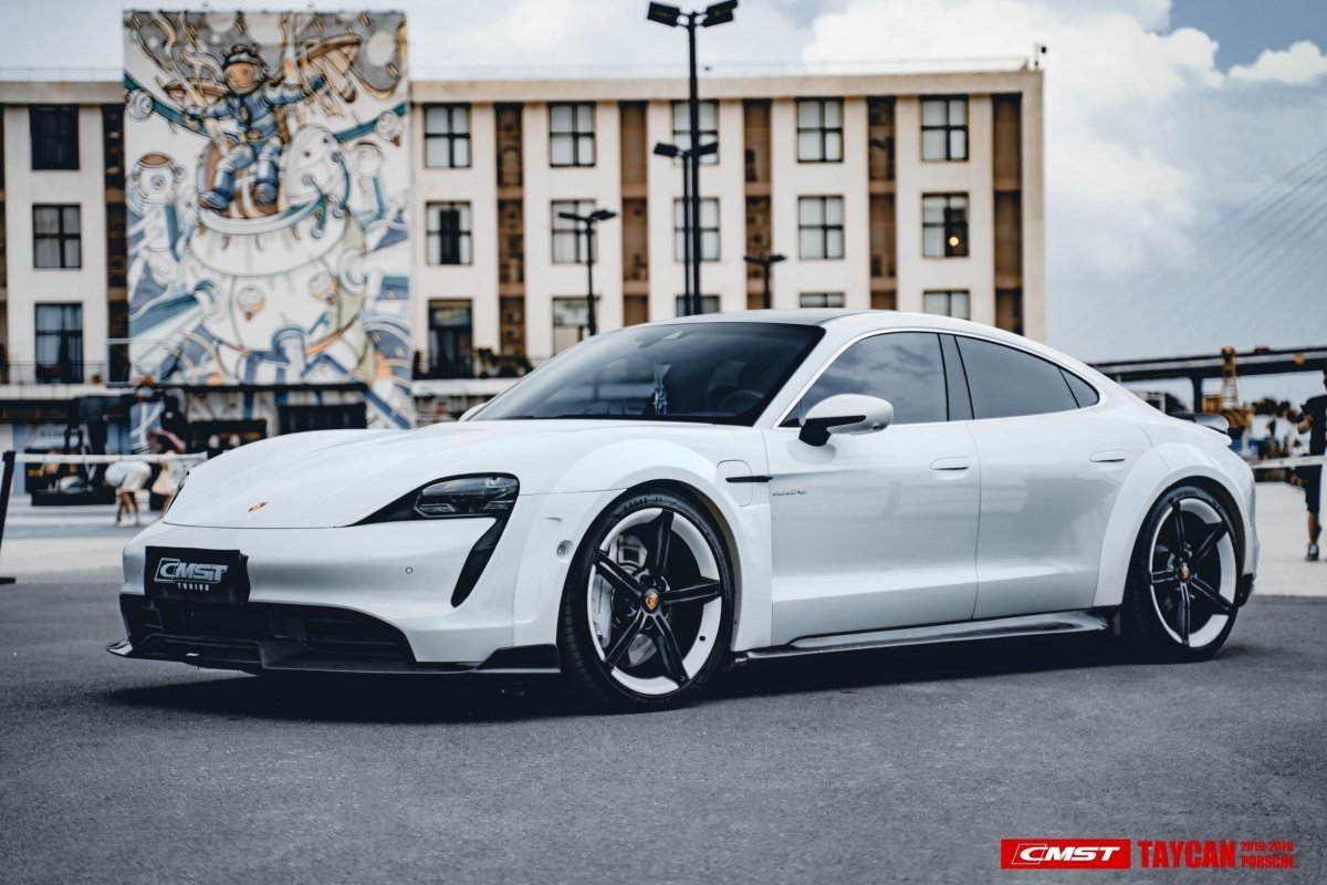 Porsche Taycan 9J1 Sedan/Cross Turismo RWD/4S/GTS/Turbo/Turbo S 2020-2024 
(RWD/4S/GTS trims will require Sport Design Package) with Aftermarket Parts - Carbon Fiber & FPR Front Lip from CMST Tuning