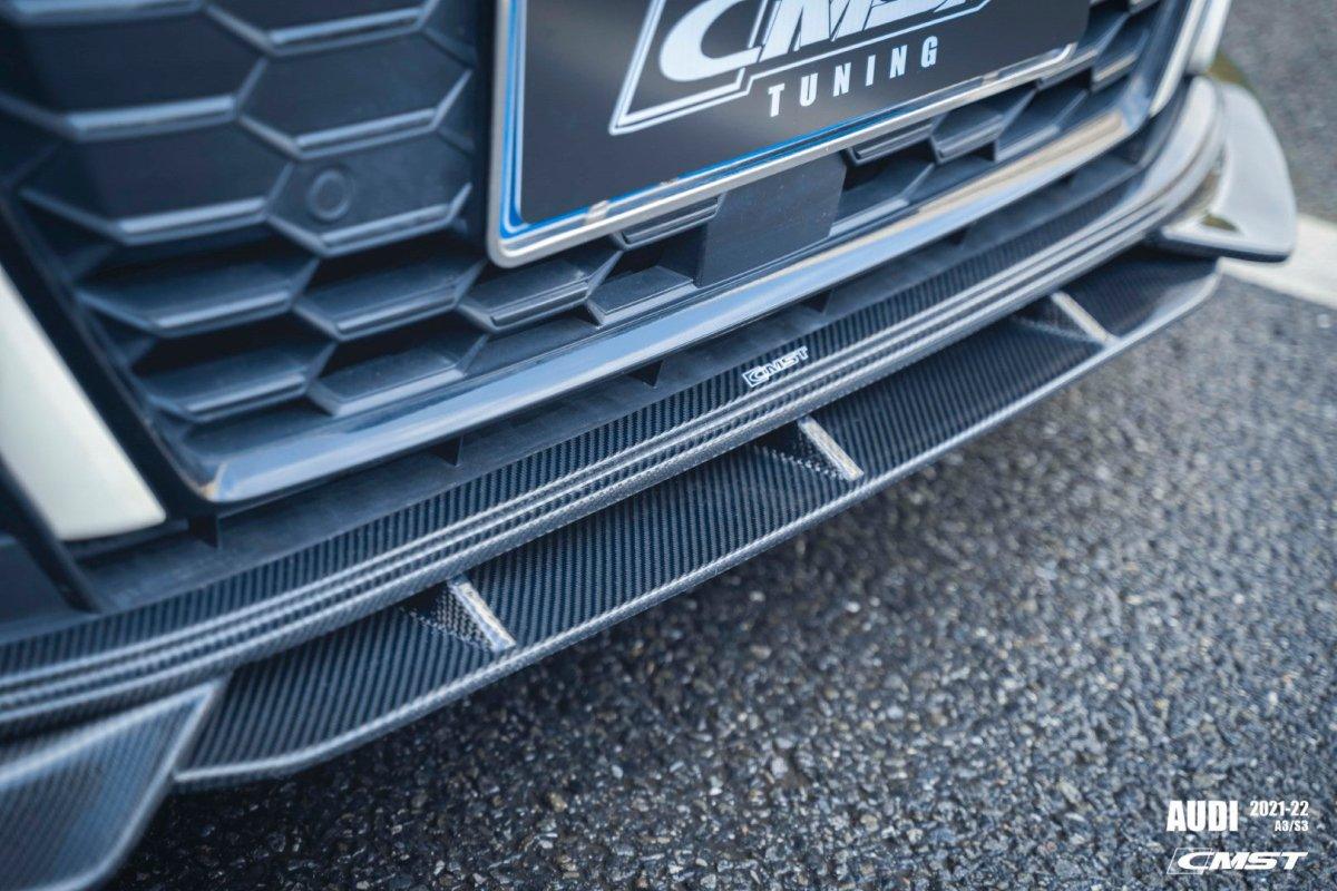 Audi S3 A3 S-line (with s-line bumper,does not fit base model) 8Y 2021-ON with Aftermarket Parts - Front Lip Carbon Fiber from CMST Tuning