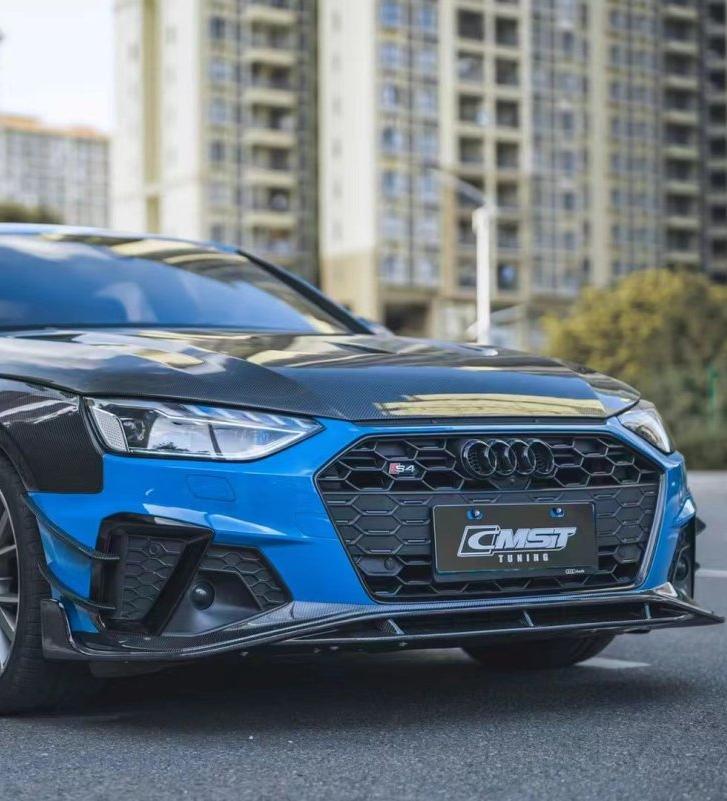 Audi S4 A4 S-line (with s-line bumper, does not fit base model) B9.5 2020-ON with Aftermarket Parts - Front Lip Carbon Fiber from CMST Tuning