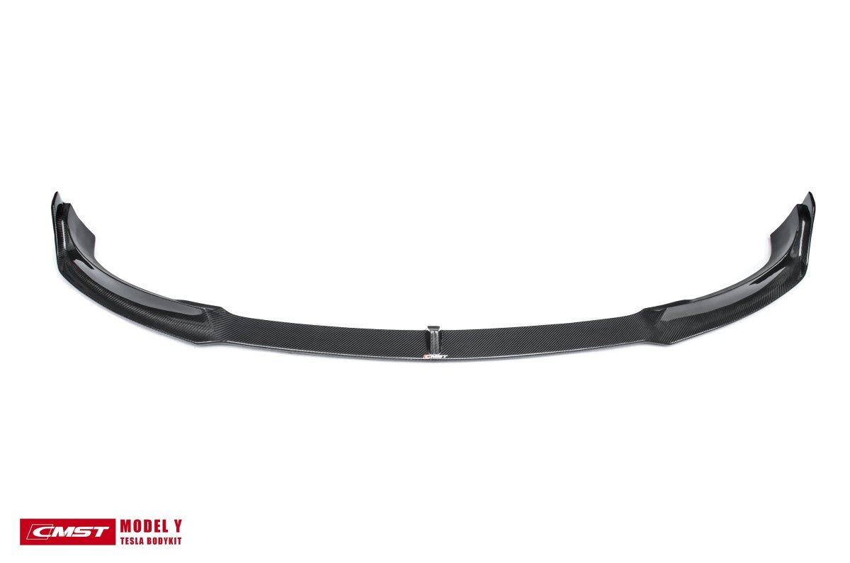 Tesla Model Y Performance AWD Long Range RWD Standard 2020-ON with Aftermarket Parts - V1 Style Front Lip Splitter Carbon Fiber / FRP from CMST Tuning
