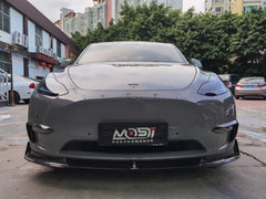 Tesla Model Y Performance AWD Long Range RWD Standard 2020-ON with Aftermarket Parts - V1 Style Front Lip Splitter Carbon Fiber / FRP from CMST Tuning