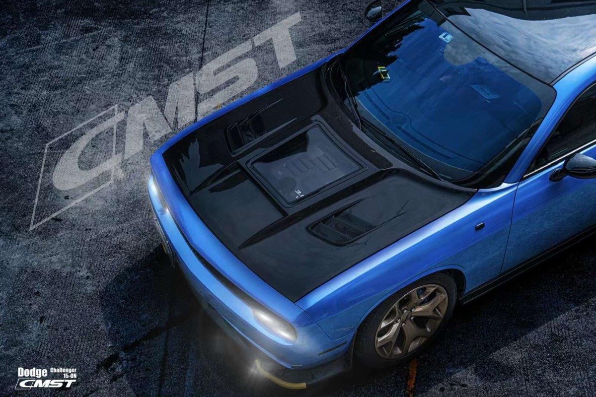 Dodge Challenger Demon Redeye Hellcat T/A Scat Pack 392 SRT R/T SXT SE 2008-2023 with Aftermarket Parts - Carbon Fiber / FRP Hood Bonnet from CMST Tuning