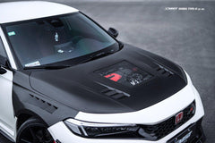 Honda Civic Type-R FL5 2023-ON with Aftermarket Parts - V2 Clearview Glass Style Carbon Fiber / FRP Hood Bonnet from CMST Tuning