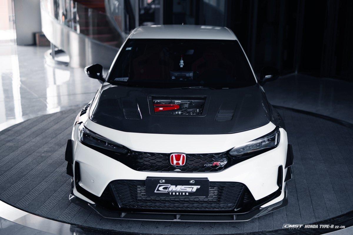 Honda Civic Type-R FL5 2023-ON with Aftermarket Parts - V2 Clearview Glass Style Carbon Fiber / FRP Hood Bonnet from CMST Tuning