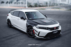 Honda Civic Type-R FL5 2023-ON with Aftermarket Parts - V2 Clearview Glass Style Carbon Fiber / FRP Hood Bonnet from CMST Tuning