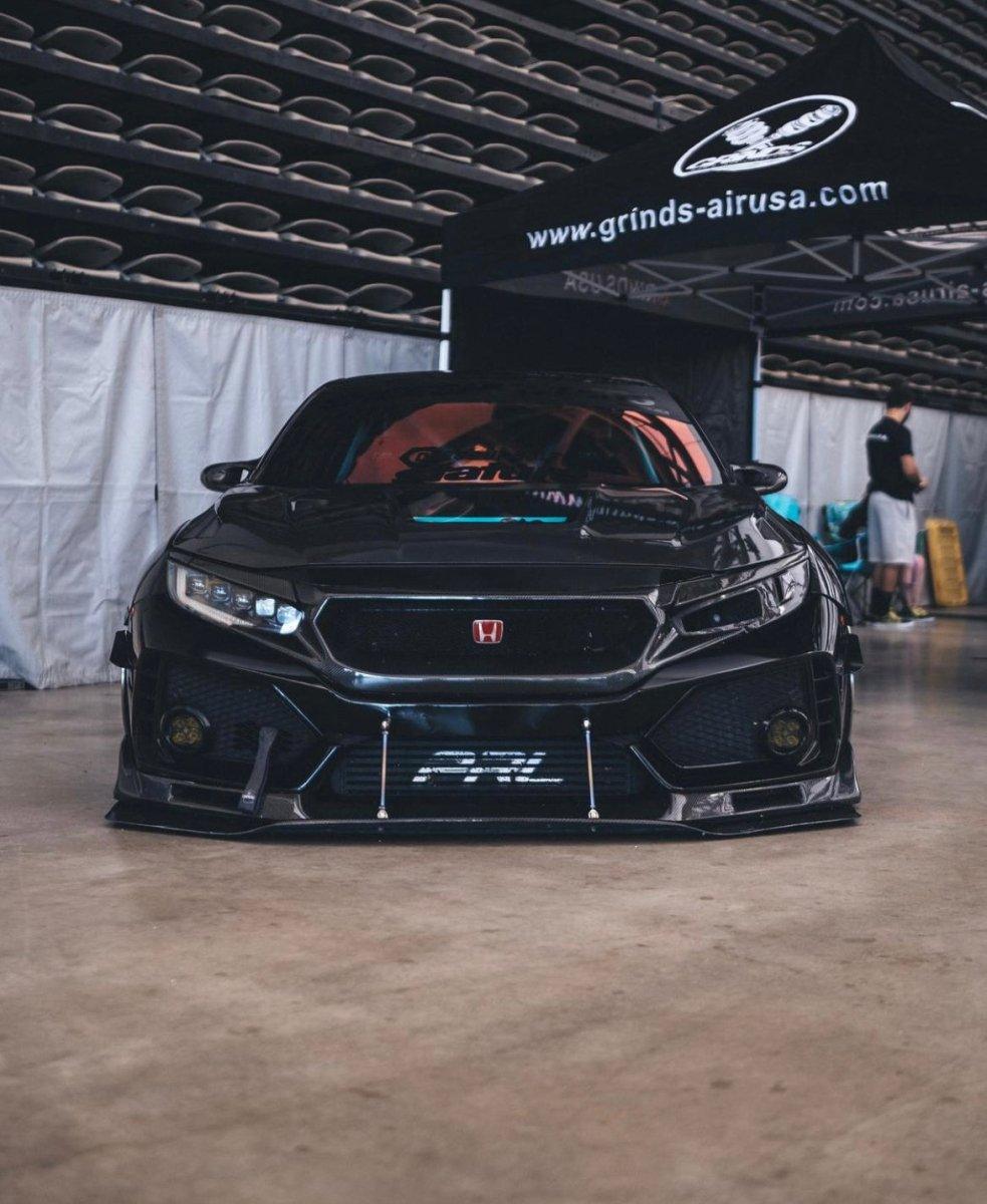 Honda Civic Type-R FK8 2017-2021 & Civic 10th Gen FC1 FC2 FC5 FC6 2016-2021 & Civic 10th Gen FC3 FC4 FK7 2017-2021 with Aftermarket Parts - Clearview Glass Style Hood Bonnet Carbon Fiber / FRP from CMST Tuning
