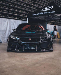 Honda Civic Type-R FK8 2017-2021 & Civic 10th Gen FC1 FC2 FC5 FC6 2016-2021 & Civic 10th Gen FC3 FC4 FK7 2017-2021 with Aftermarket Parts - Clearview Glass Style Hood Bonnet Carbon Fiber / FRP from CMST Tuning
