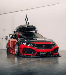 Honda Civic Type-R FK8 2017-2021 & Civic 10th Gen FC1 FC2 FC5 FC6 2016-2021 & Civic 10th Gen FC3 FC4 FK7 2017-2021 with Aftermarket Parts - Clearview Glass Style Hood Bonnet Carbon Fiber / FRP from CMST Tuning
