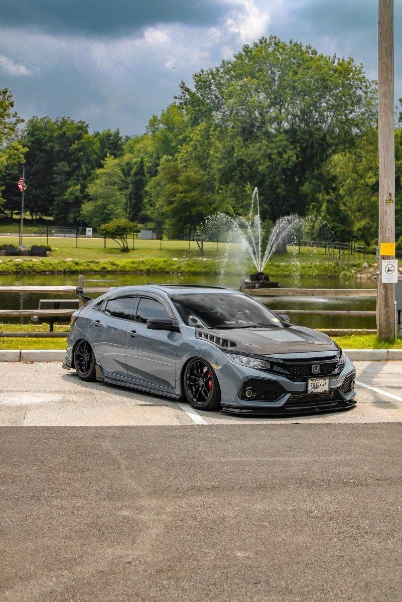 Honda Civic Type-R FK8 2017-2021 & Civic 10th Gen FC1 FC2 FC5 FC6 2016-2021 & Civic 10th Gen FC3 FC4 FK7 2017-2021 with Aftermarket Parts - Clearview Glass Style Hood Bonnet Carbon Fiber / FRP from CMST Tuning
