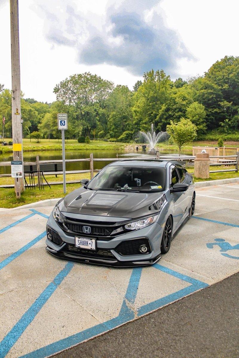 Honda Civic Type-R FK8 2017-2021 & Civic 10th Gen FC1 FC2 FC5 FC6 2016-2021 & Civic 10th Gen FC3 FC4 FK7 2017-2021 with Aftermarket Parts - Clearview Glass Style Hood Bonnet Carbon Fiber / FRP from CMST Tuning
