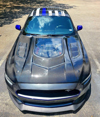 Ford Mustang GT 5.0 V6 3.6 Ecoboost 2.3 S550.1 2015-2017 with Aftermarket Parts - Stage 2 Clearview Glass Style Hood Bonnet Carbon Fiber / FRP from CMST Tuning

