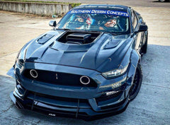 Ford Mustang GT 5.0 V6 3.6 Ecoboost 2.3 S550.1 2015-2017 with Aftermarket Parts - Stage 2 Clearview Glass Style Hood Bonnet Carbon Fiber / FRP from CMST Tuning
