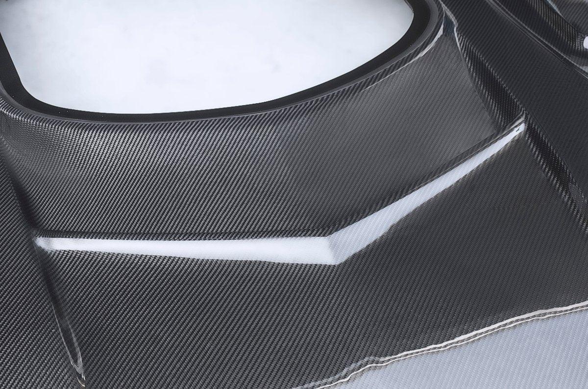 Ford Mustang GT 5.0 V6 3.6 Ecoboost 2.3 S550.1 2015-2017 with Aftermarket Parts - Stage 2 Clearview Glass Style Hood Bonnet Carbon Fiber / FRP from CMST Tuning
