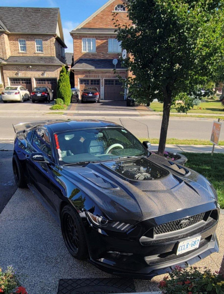 Ford Mustang GT 5.0 V6 3.6 Ecoboost 2.3 S550.1 2015-2017 with Aftermarket Parts - Stage 2 Clearview Glass Style Hood Bonnet Carbon Fiber / FRP from CMST Tuning
