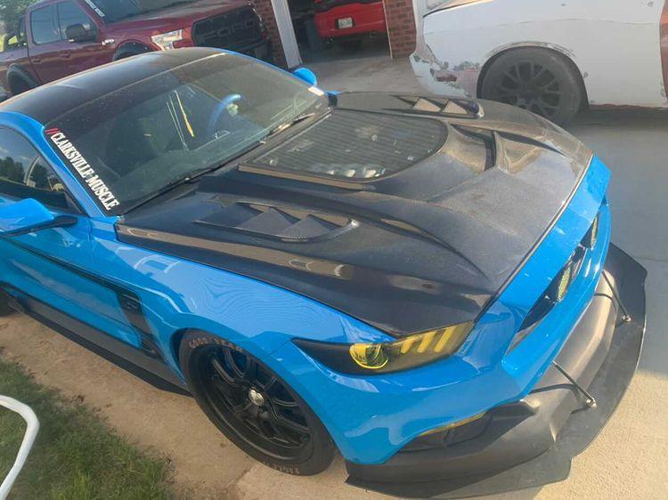 Ford Mustang GT 5.0 V6 3.6 Ecoboost 2.3 S550.1 2015-2017 with Aftermarket Parts - Stage 2 Clearview Glass Style Hood Bonnet Carbon Fiber / FRP from CMST Tuning
