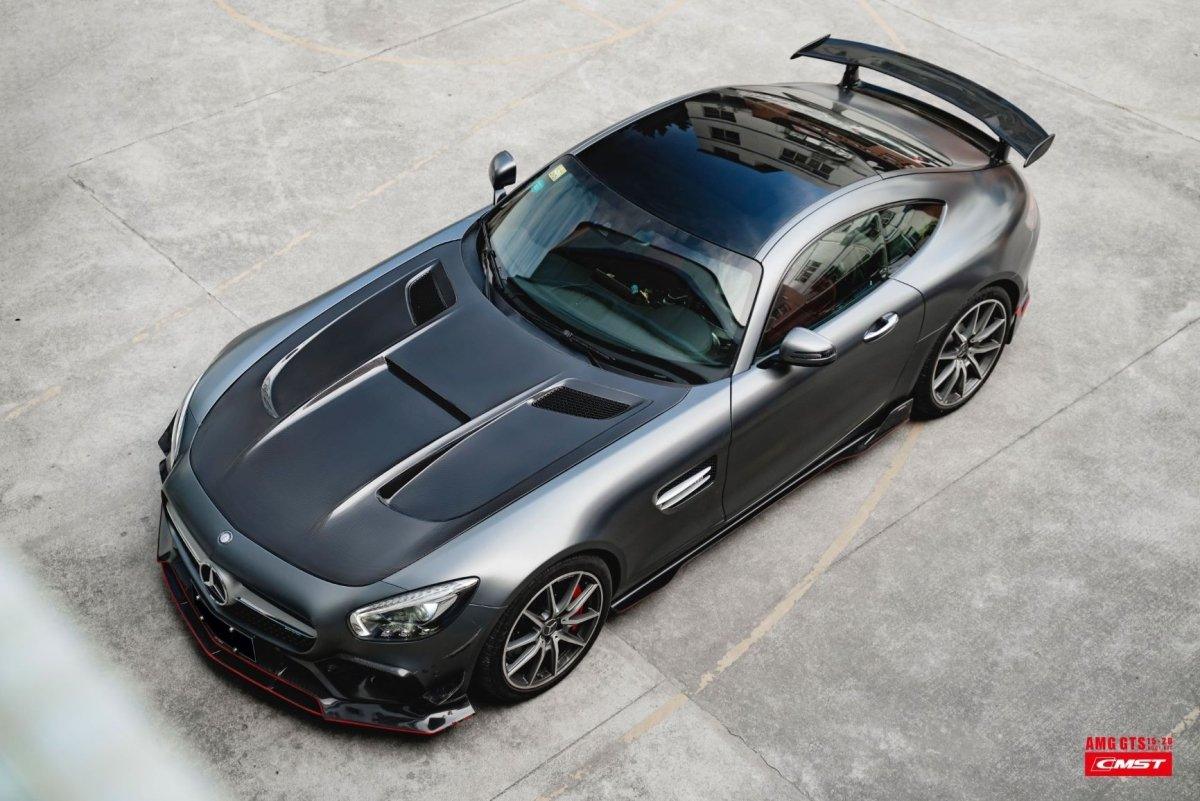 Mercedes Benz AMG GT GTS GTC GTR Pro Black Series C190 2016-2021 with Aftermarket Parts - Carbon Fiber & FRP Hood Bonnet from  CMST Tuning