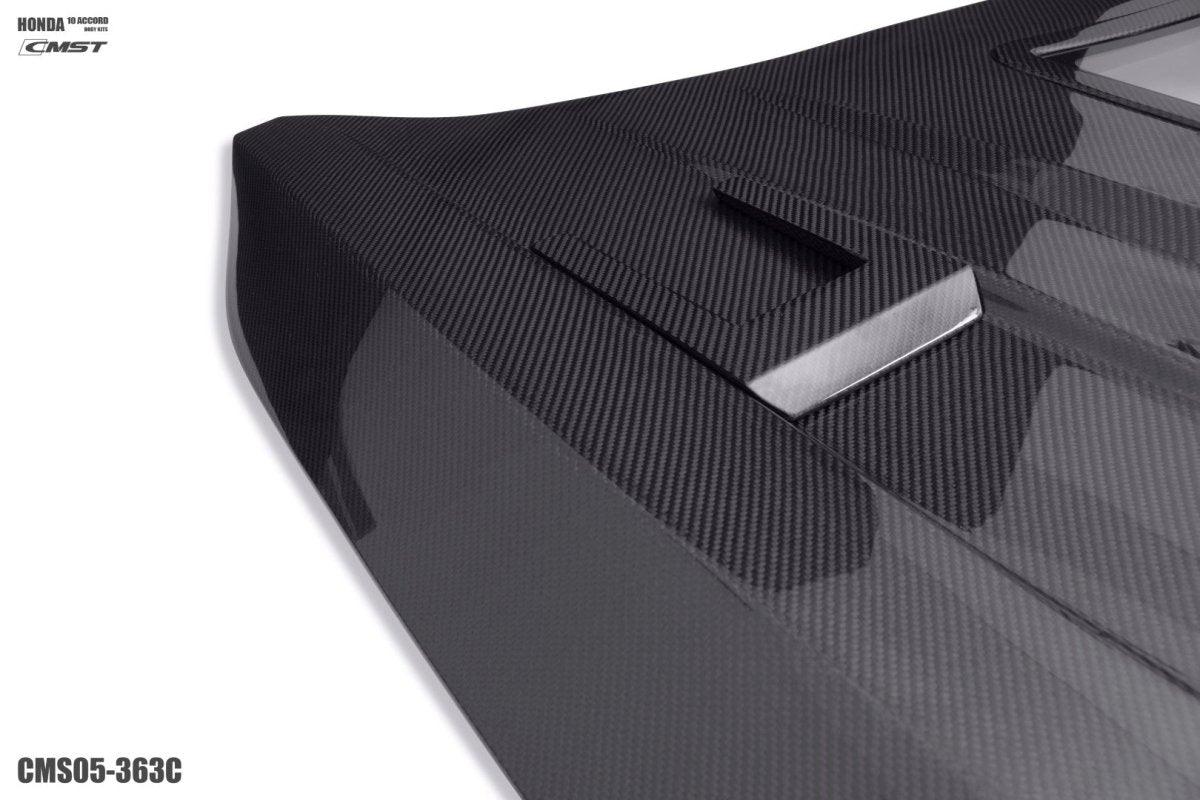 Honda Accord 10th Gen 2018-2022 with Aftermarket Parts - V2 Vented Style Hood Bonnet Carbon Fiber / FRP from CMST Tuning
