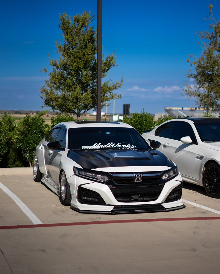 Honda Accord 10th Gen 2018 2019 2020 2021 2022 with Aftermarket Parts - V1 Clearview Glass Hood Bonnet Carbon Fiber / FRP from CMST Tuning