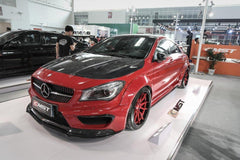Mercedes Benz CLA45 AMG CLA250 C117 2014-2019 with Aftermarket Parts - Vented Style Hood Bonnet Carbon Fiber from CMST Tuning