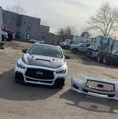 Infiniti Q50 Red Sport 400 Luxe Sensory Signature Premium Pure 2014-ON with Aftermarket Parts - Hood Bonnet Carbon Fiber / FRP from  CMST Tuning