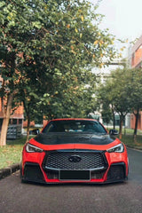 Infiniti Q60 Red Sport 400 Premium Luxe Sport Pure 2017 2018 2019 2020 2021 2022 with Aftermarket Parts - Project Black S Concept Hood Bonnet Carbon Fiber / FRP from CMST Tuning 