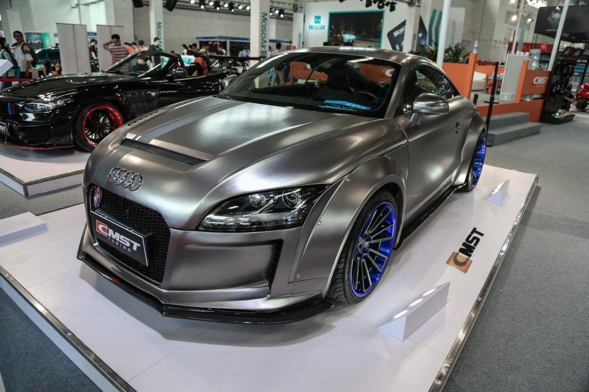 Audi TT TTS MK2 8J 2007 2008 2009 2010 2011 2012 2013 2014 2015 with Aftermarket Parts - V2 Hood Bonnet Carbon Fiber / FRP from  CMST Tuning
