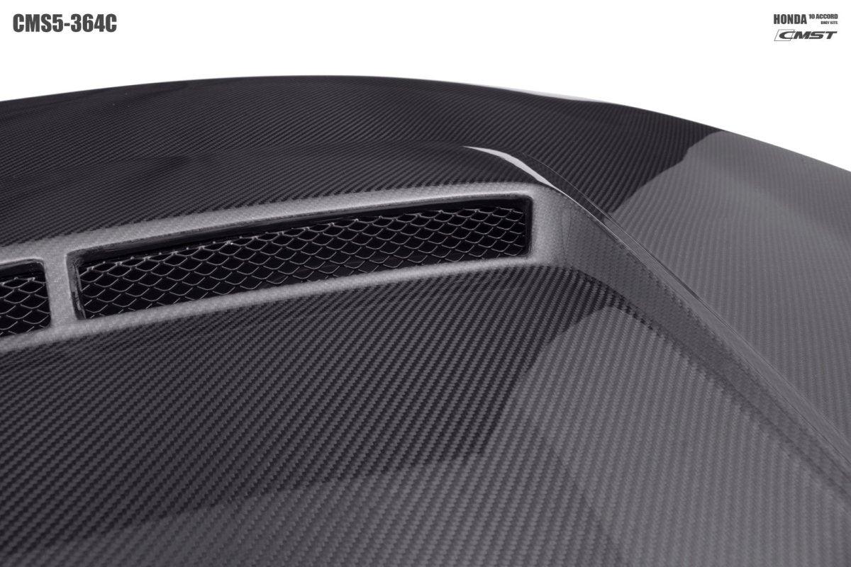 Honda Accord 10th Gen 2018-2022 with Aftermarket Parts - V2 Vented Style Hood Bonnet Carbon Fiber / FRP from CMST Tuning
