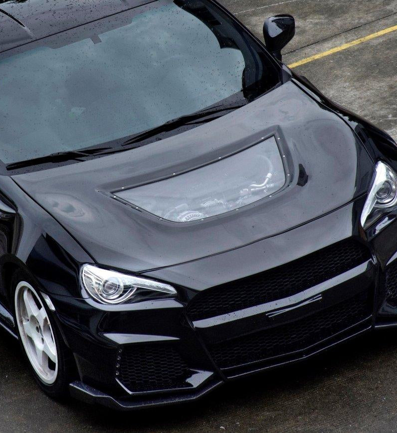 Toyota Scion Subaru GT86 86 TRD GT SE Base ZN6 2017 2018 2019 2020 & Scion FR-S FRS ZN6 2013 2014 2015 2016 & BRZ TS Limited Premium ZN6 2013 2014 2015 2016 2017 2018 2019 2020 with Aftermarket Parts - V4 See Through Transparent Plexiglass Hood Carbon Fiber / FRP from CMST Tuning