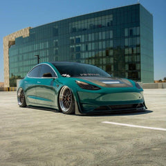 Tesla Model 3 Performance Long Range Standard Base 2017-2023 with Aftermarket Parts - V3 Style Hood Bonnet Carbon Fiber / FRP from CMST Tuning