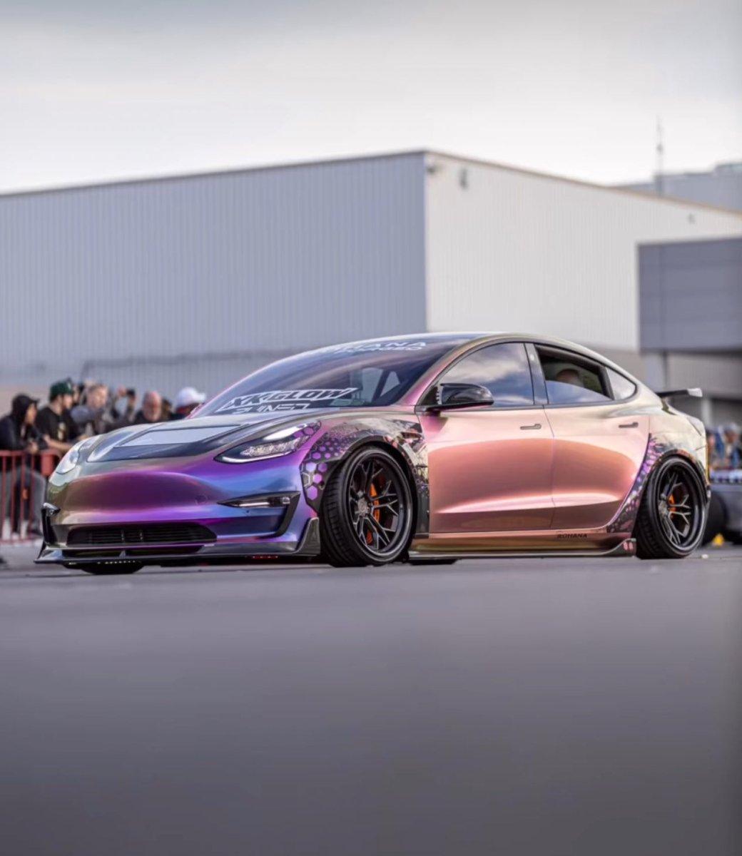 Tesla Model 3 Performance Long Range Standard Base 2017-2023 with Aftermarket Parts - V3 Style Hood Bonnet Carbon Fiber / FRP from CMST Tuning