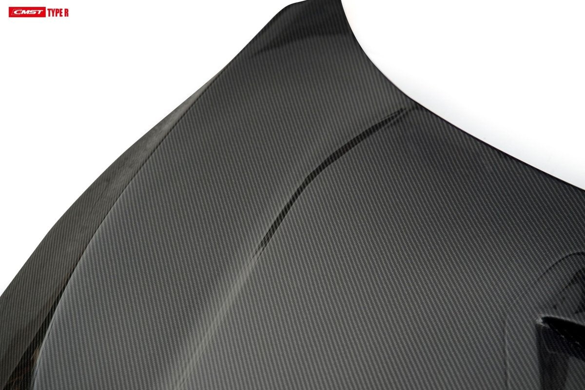 Honda Civic Type-R FK8 2017-2021 with Aftermarket Parts - Vented Style Hood Bonnet Carbon Fiber from CMST Tuning