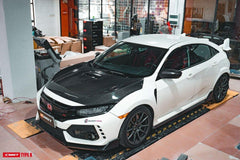 Honda Civic Type-R FK8 2017-2021 with Aftermarket Parts - Vented Style Hood Bonnet Carbon Fiber from CMST Tuning