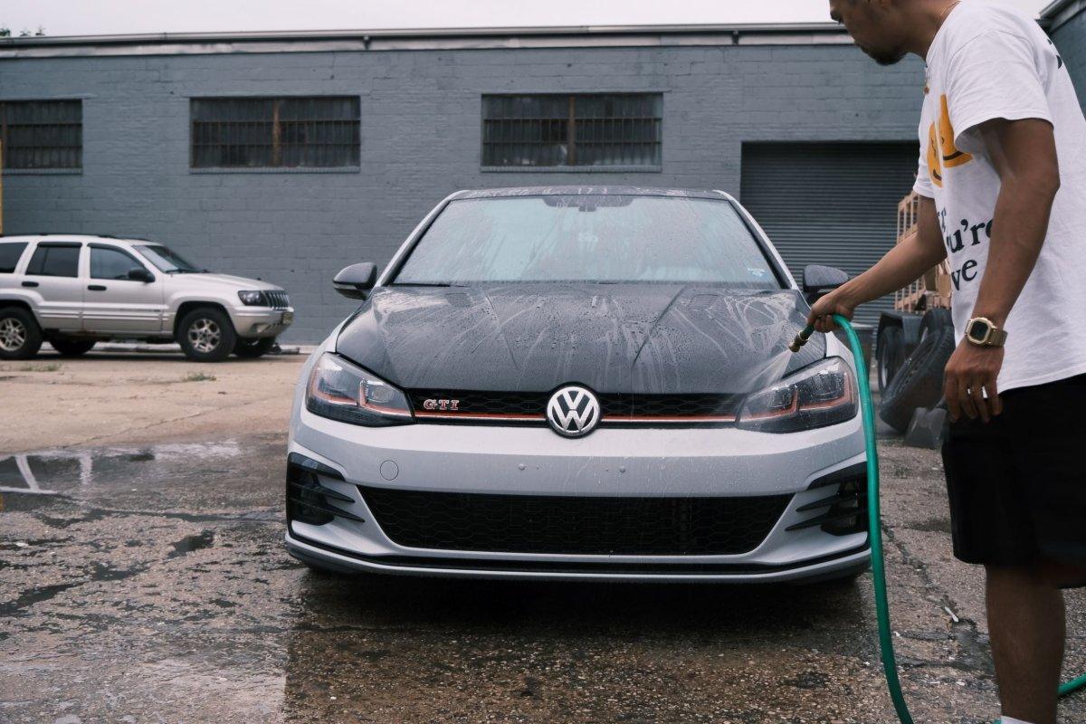 Volkswagen Golf R GTI Base MK7 MK7.5 2015-2021 with Aftermarket Parts - V1 Style Hood Bonnet Carbon Fiber / FRP from CMST Tuning
