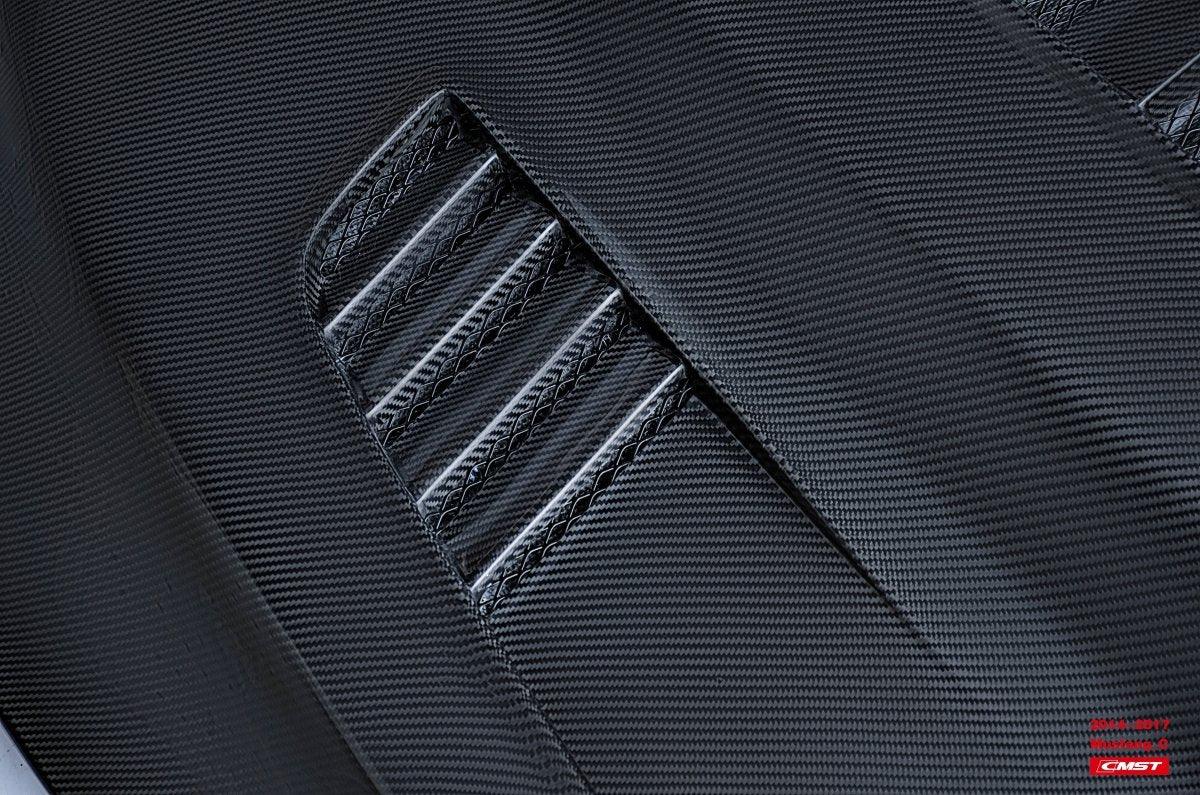 Ford Mustang GT 5.0 V6 3.6 Ecoboost 2.3 S550.1 2015-2017 with Aftermarket Parts - V3 Vented Style Hood Bonnet Carbon Fiber / FRP from CMST Tuning
