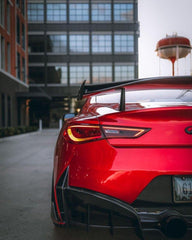 Infiniti Q60 Red Sport 400 Premium Luxe Sport Pure 2017-2022 with Aftermarket Parts - Project Black S Concept Style Rear Bumper & Diffuser Carbon Fiber / FRP from CMST Tuning