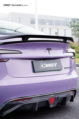 Tesla Model 3 Highland / Performance 2024-ON with Aftermarket Parts - V1 Style Rear Diffuser & Canards Carbon Fiber from CMST Tuning