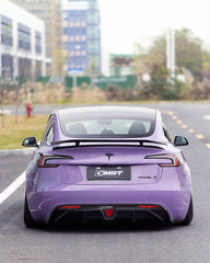 Tesla Model 3 Highland / Performance 2024-ON with Aftermarket Parts - V1 Style Rear Diffuser & Canards Carbon Fiber from CMST Tuning
