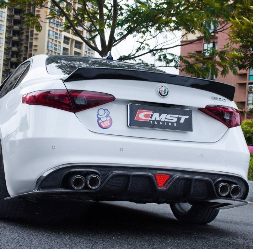 Alfa Romeo Giulia Ti Sport 2017 2018 2019 2020 2021 & Ti Sport Veloce Sprint 2025 & & Base Lusso RWD AWD 2025 with Aftermarket Parts - Rear Diffuser Carbon Fiber from CMST Tuning
