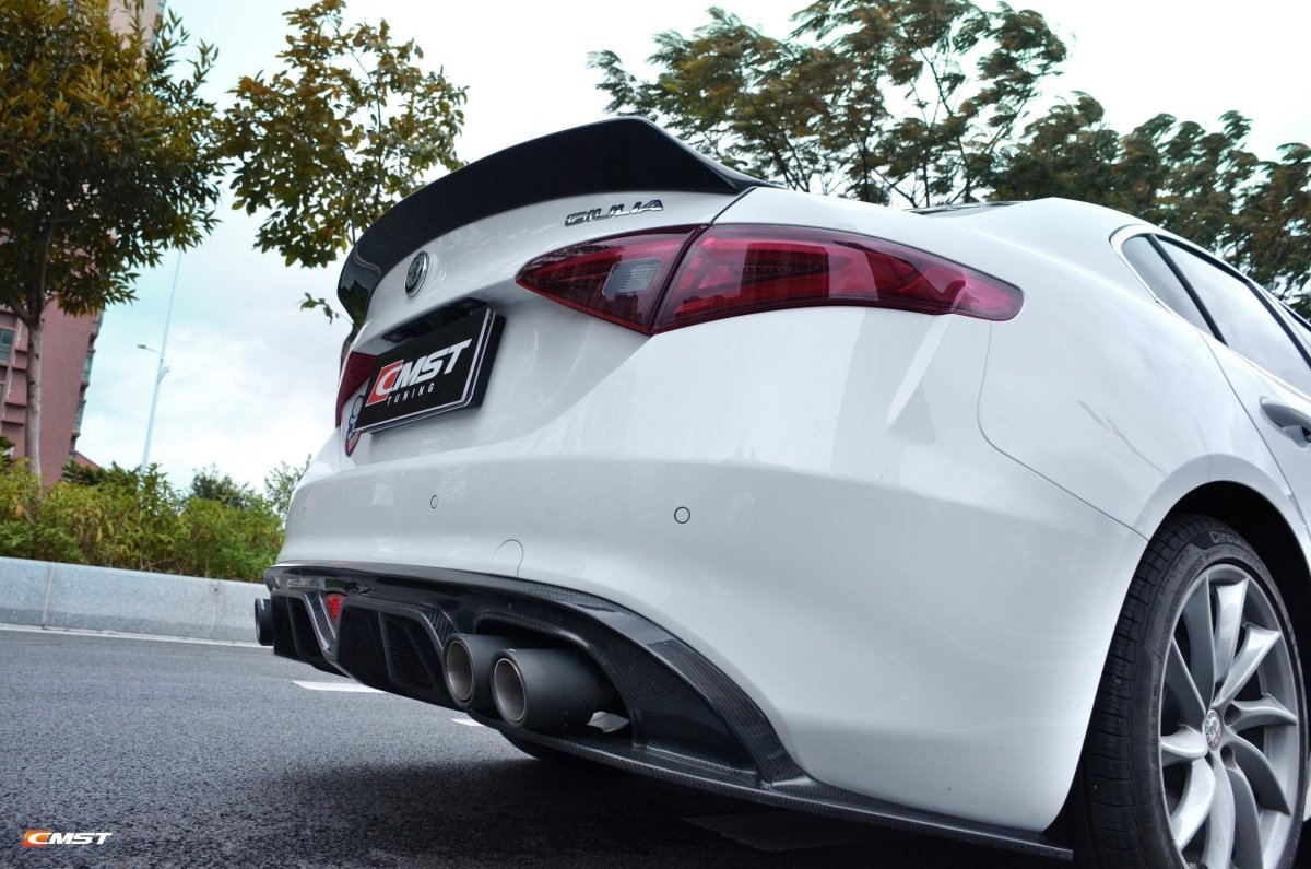 Alfa Romeo Giulia Ti Sport 2017 2018 2019 2020 2021 & Ti Sport Veloce Sprint 2025 & & Base Lusso RWD AWD 2025 with Aftermarket Parts - Rear Diffuser Carbon Fiber from CMST Tuning