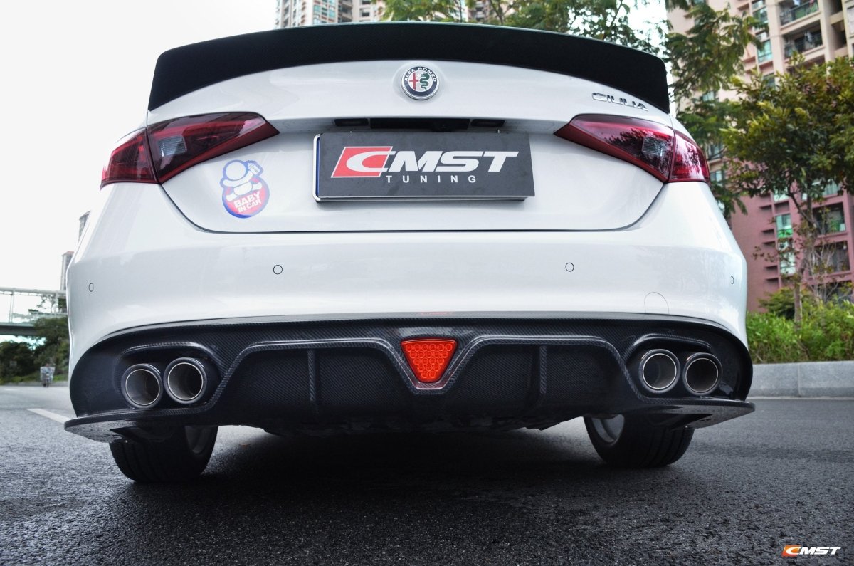 Alfa Romeo Giulia Ti Sport 2017 2018 2019 2020 2021 & Ti Sport Veloce Sprint 2025 & & Base Lusso RWD AWD 2025 with Aftermarket Parts - Rear Diffuser Carbon Fiber from CMST Tuning