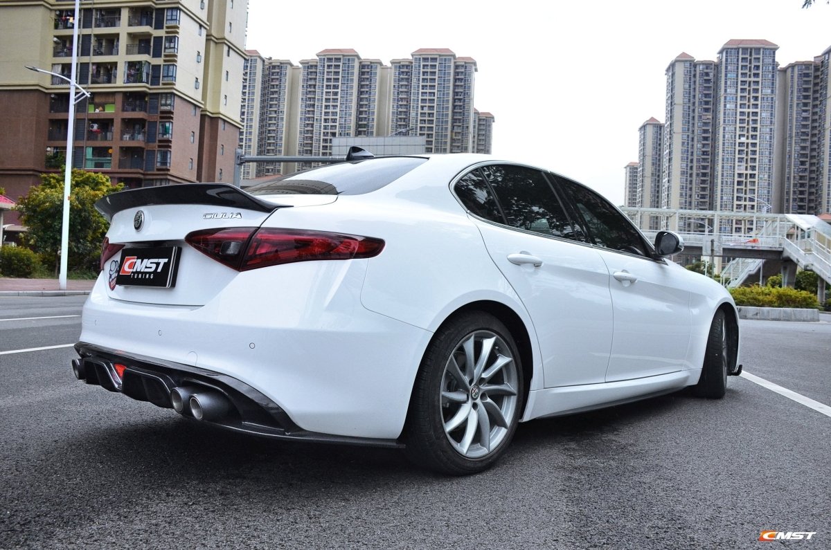 Alfa Romeo Giulia Ti Sport 2017 2018 2019 2020 2021 & Ti Sport Veloce Sprint 2025 & & Base Lusso RWD AWD 2025 with Aftermarket Parts - Rear Diffuser Carbon Fiber from CMST Tuning